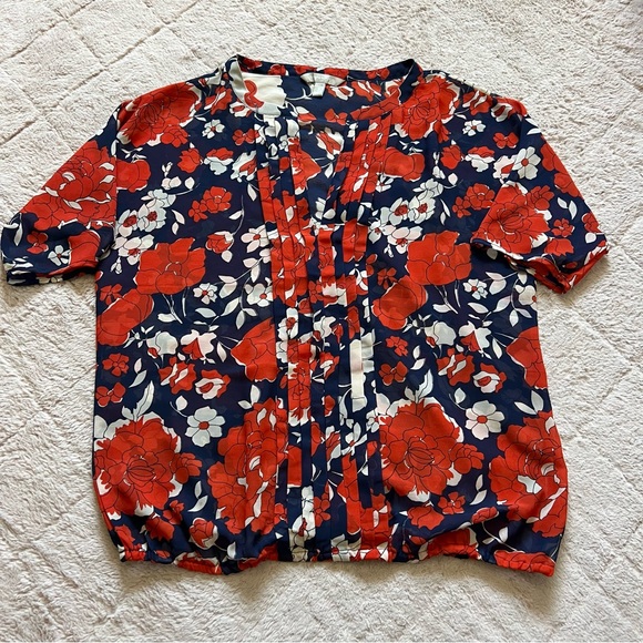 Banana Republic V Neck Floral Blouse Women’s Size S - Picture 1 of 5